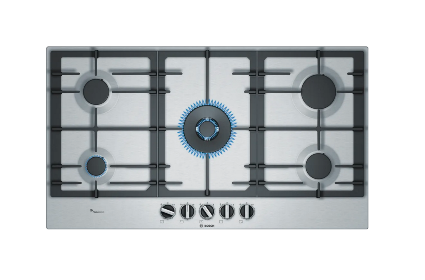 BOSCH Series 6 Gas Built-In Hob, 5 Burners, Stainless steel - PCR9A5B90