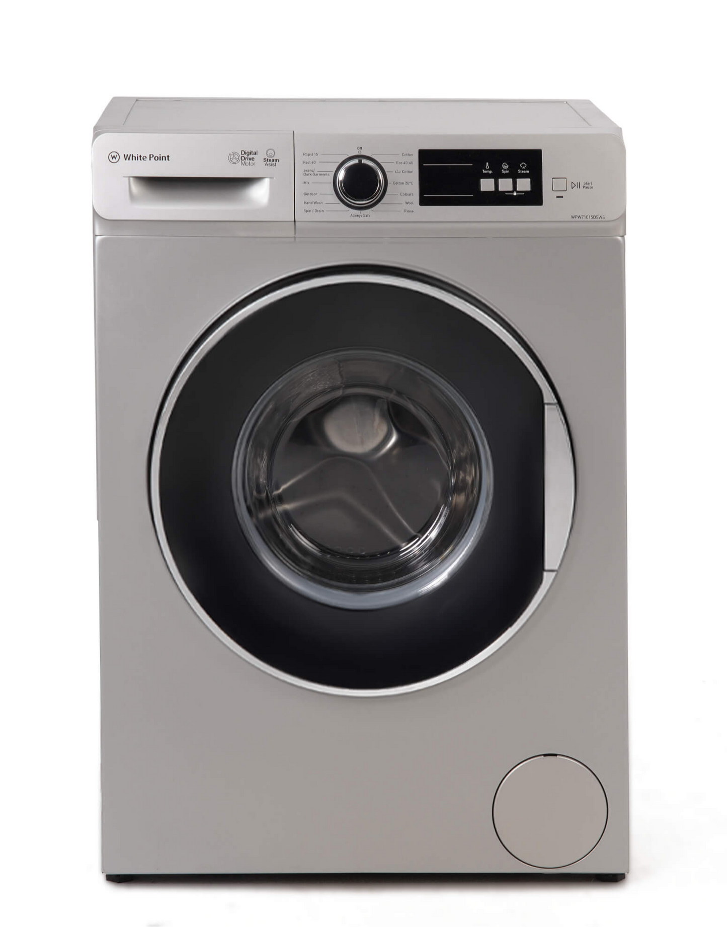 White Point Front Load Fully Automatic Washing Machine, 8 KG, Steam Wash, Inverter Motor, Silver – WPW81215DSWVS