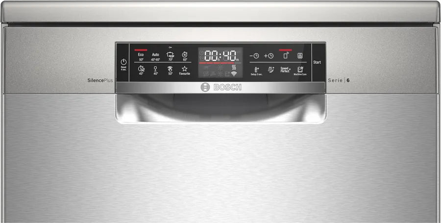BOSCH Series 6 Freestanding Dishwasher, 13 Persons, 60 cm, Silver Inox - SMS6EAI80T