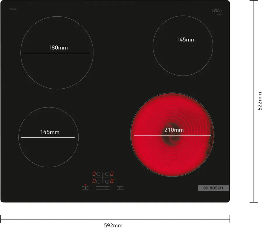 Built-In Hob BOSCH -in Electric 60 cm Black Model PKE611BA2E