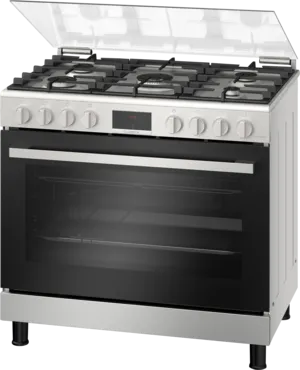 BOSCH Series 6 Gas Cooker, 5 Burners, Stainless Steel - HGW3FSV50S