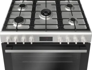 BOSCH Series 6 Gas Cooker, 5 Burners, Stainless Steel - HGW3FSV50S