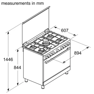 BOSCH Series 6 Gas Cooker, 5 Burners, Stainless Steel - HGW3FSV50S