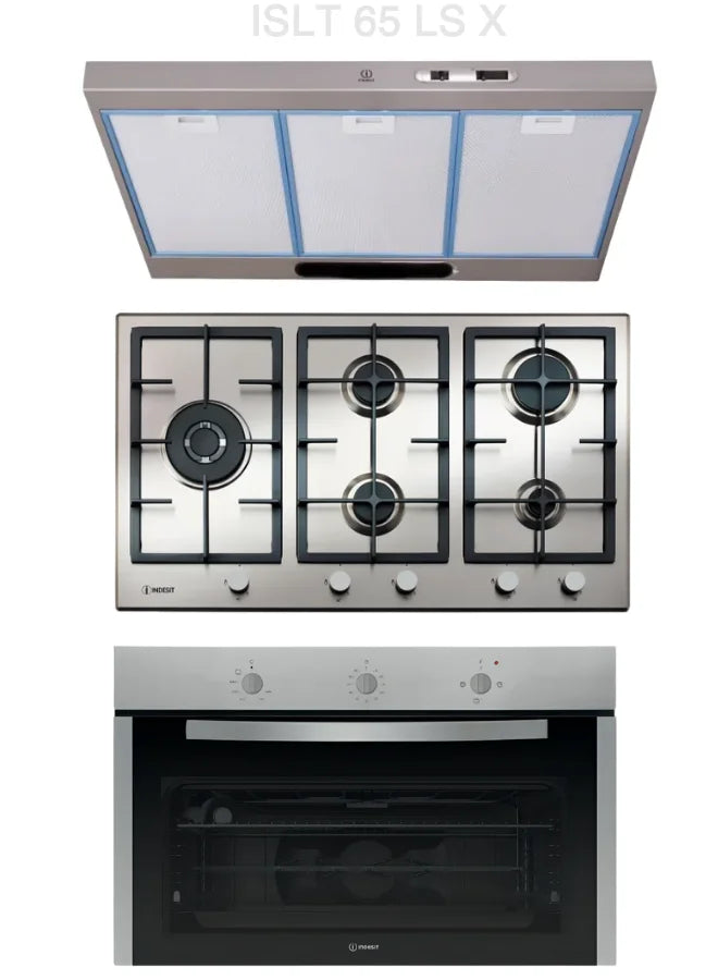 Indesit Built-In Bundle 90 CM, Hob IN 9522 IX + Hood ISLK 96 LS X + Oven IGESM 53 G3