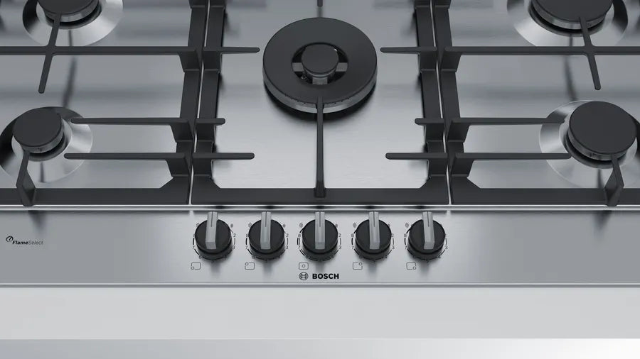 BOSCH Series 6 Gas Built-In Hob, 5 Burners, Stainless steel - PCR9A5B90