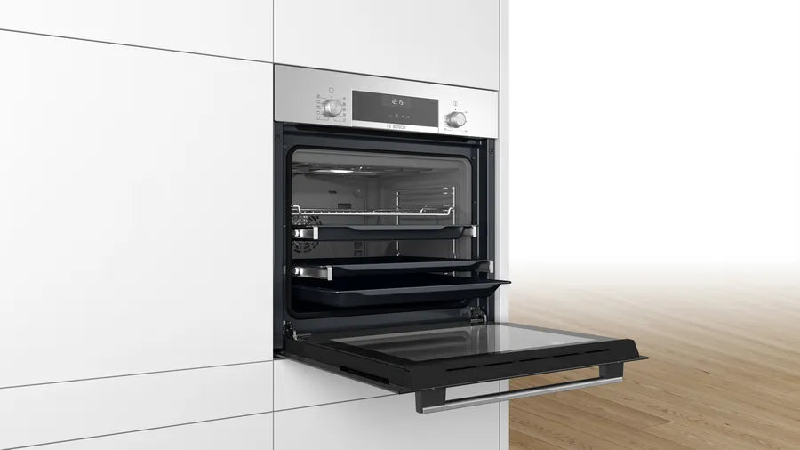 BOSCH Series 6 Built-In Electric Oven With Grill, 60 cm, 66 Liter, Stainless Steel Glass Black - HBJ558YS0G