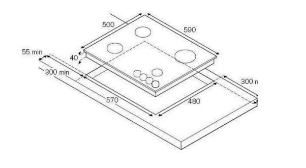 WHITE-WESTINGHOUSE Gas Hob: 3+1 Double Ring 60 CM - WGH-60B