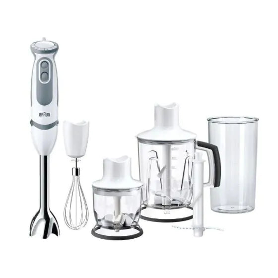 Braun MultiQuick 5 Vario Hand Blender with Attachments, 1000 Watt, White/Grey, MQ 5245 WH, International Warranty