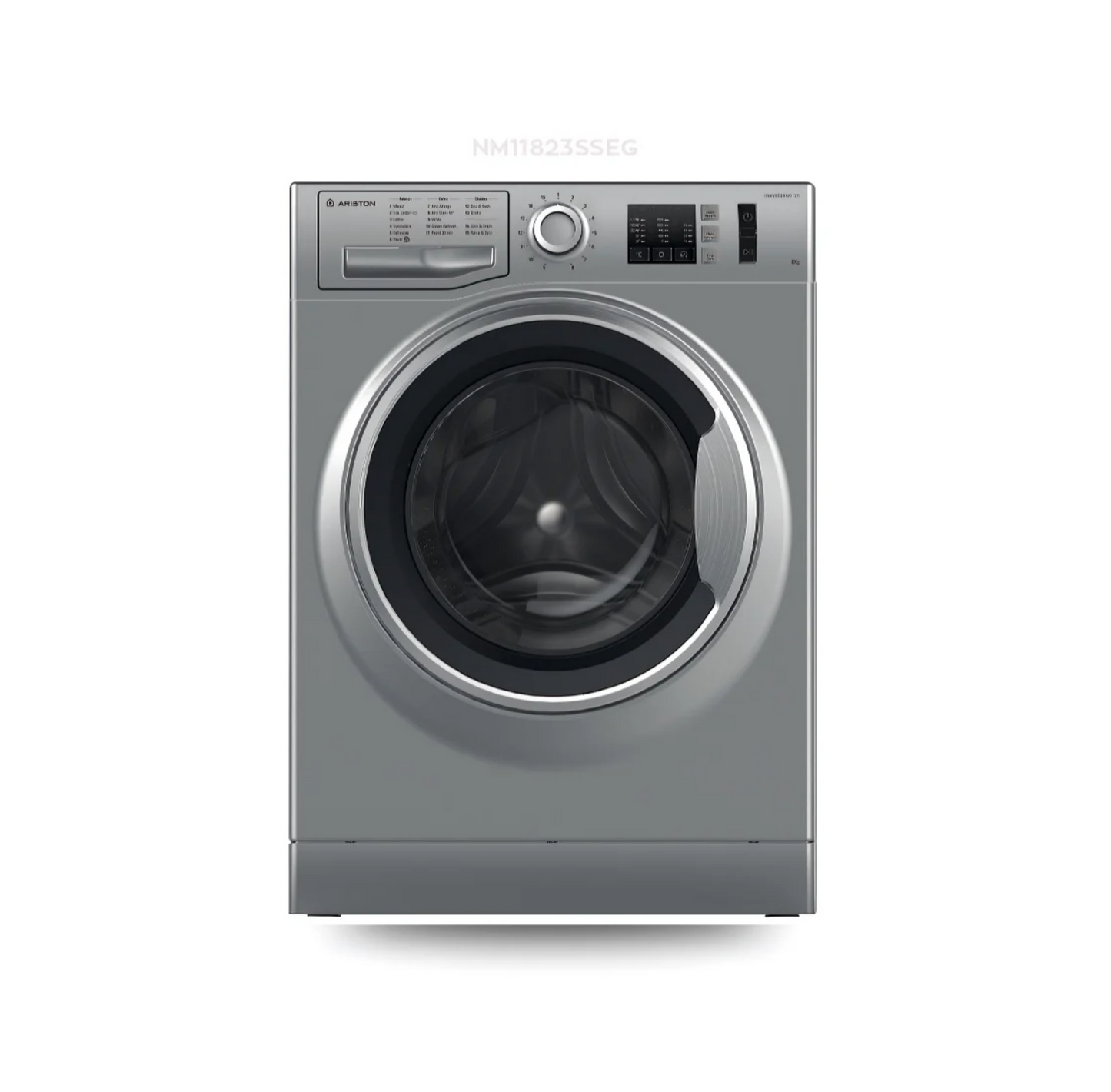 Ariston Front-Loading Freestanding Washing Machine – 8 KG, 1200 RPM – NM11 823 SSEG