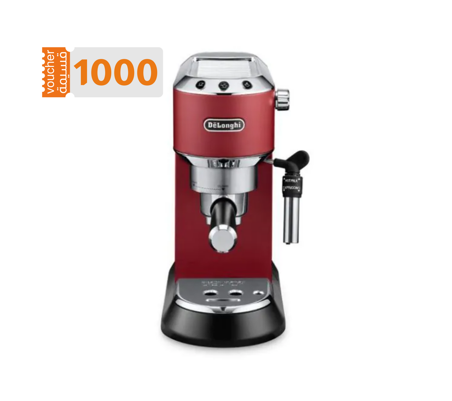 DELONGHI Dedica Style Pump Espresso Coffee Machine, 15 Bar, Red - EC 685.R