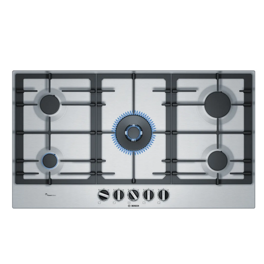 BOSCH Series 6 Gas Built-In Hob, 5 Burners, Stainless steel - PCR9A5B90