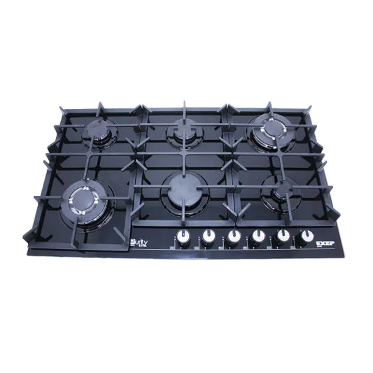 Purity Glass Gas Built-In Hob, 6 Burners, 90 cm, Black - HPT904G
