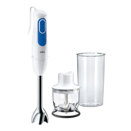 Braun MultiQuick 3 Hand Blender with Attachments, 600ml, 700 Watt, White and Blue – MQ 3020 Pesto