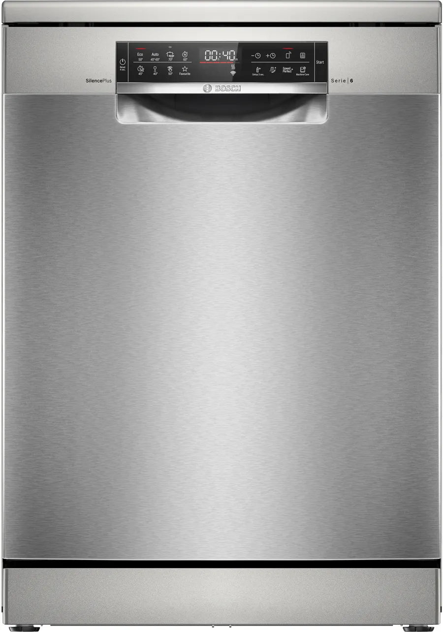 BOSCH Series 6 Freestanding Dishwasher, 13 Persons, 60 cm, Silver Inox - SMS6EAI80T