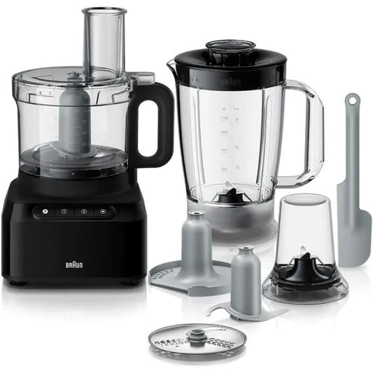 Braun PureEase Food Processor, 800 Watts, Black  – FP3132BK