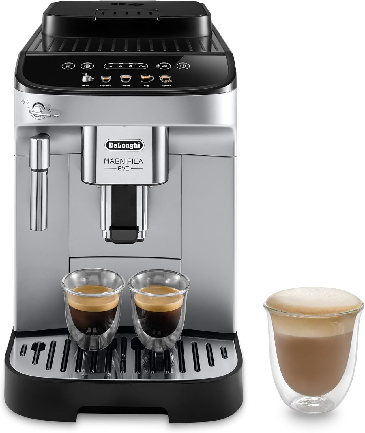 DELONGHI Magnifica Evo Automatic Espresso Coffee Machine, 1450 Watts, 15 Bar, Silver x Black - ECAM290.31.SB