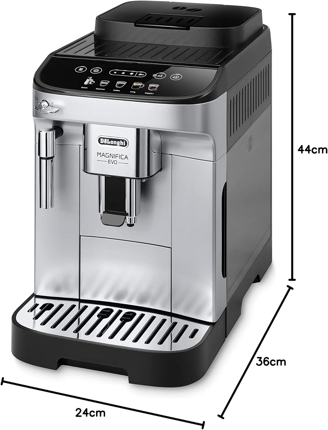 DELONGHI Magnifica Evo Automatic Espresso Coffee Machine, 1450 Watts, 15 Bar, Silver x Black - ECAM290.31.SB