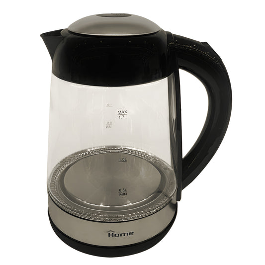 Home Electric Kettle, 1.7 Liters, 1850 Watt, Transparent and Black - TM1014