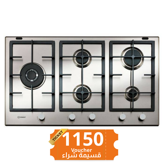 INDESIT 90CM Gas Hob: 5 Gas Burners - IN9522IX