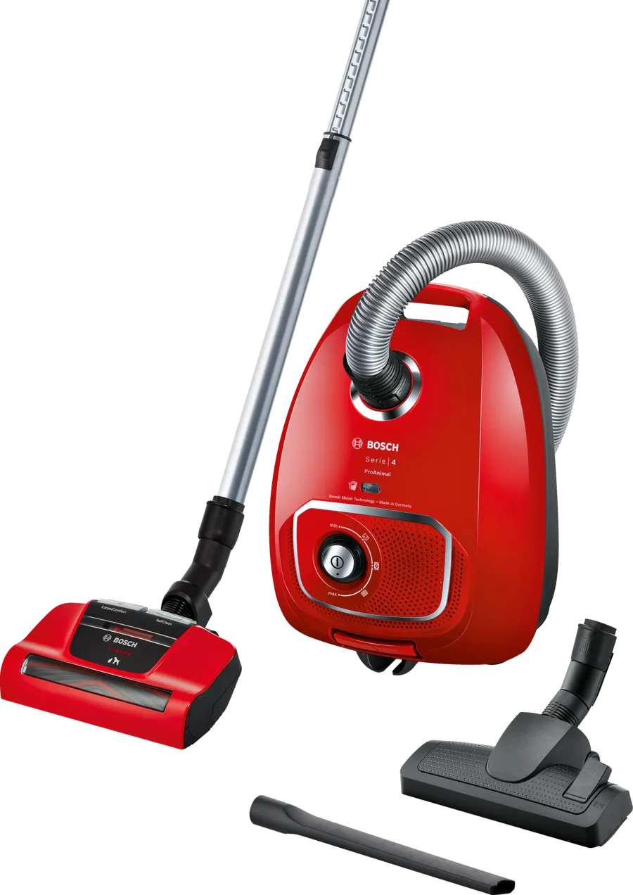 BOSCH 600W Vacuum Cleaner, Air Turbo HEPA Filter, Red - BGBS4PET1