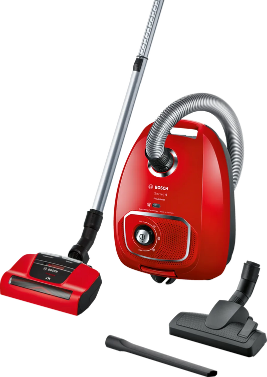 BOSCH 600W Vacuum Cleaner, Air Turbo HEPA Filter, Red - BGBS4PET1
