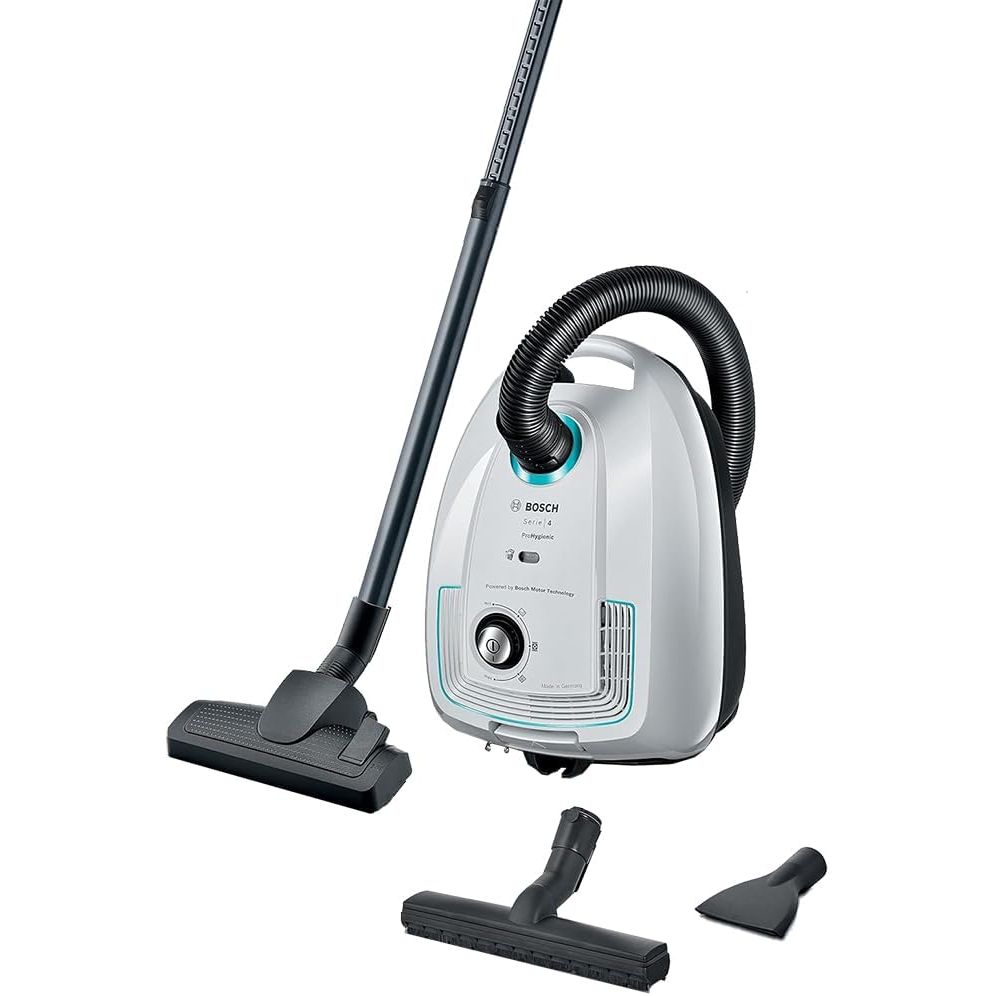 BOSCH Series 4 ProHygienic Canister Vacuum Cleaner, 2200 Watt, White- BGL38WHYG