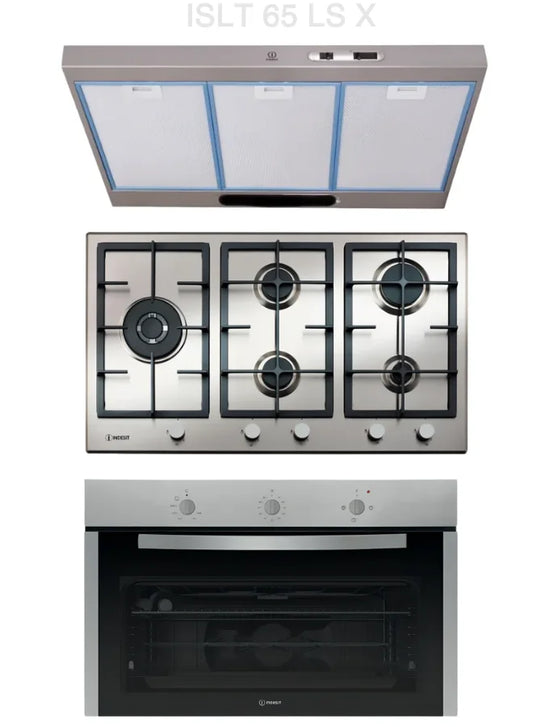 Indesit Built-In Bundle 90 CM, Hob IN 9522 IX + Hood ISLK 96 LS X + Oven IGESM 53 G3