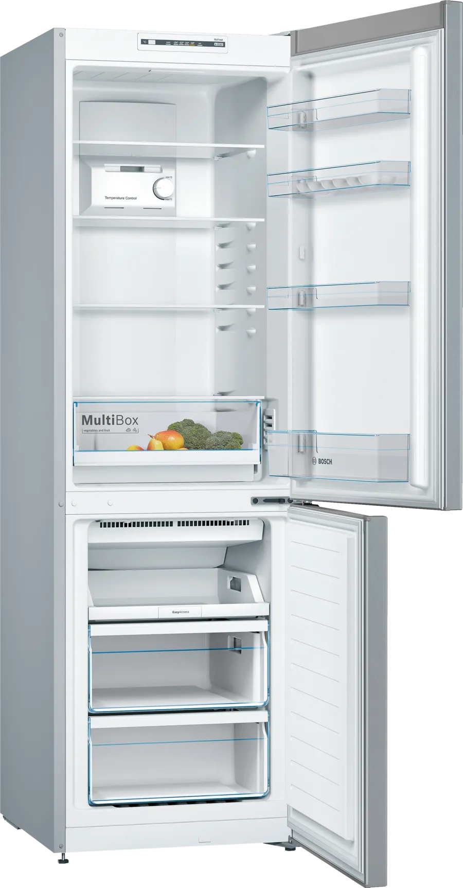 BOSCH Serie 2 No-Frost Freestanding Refrigerator, 302 Liters, Stainless Steel- KGN36NL30U