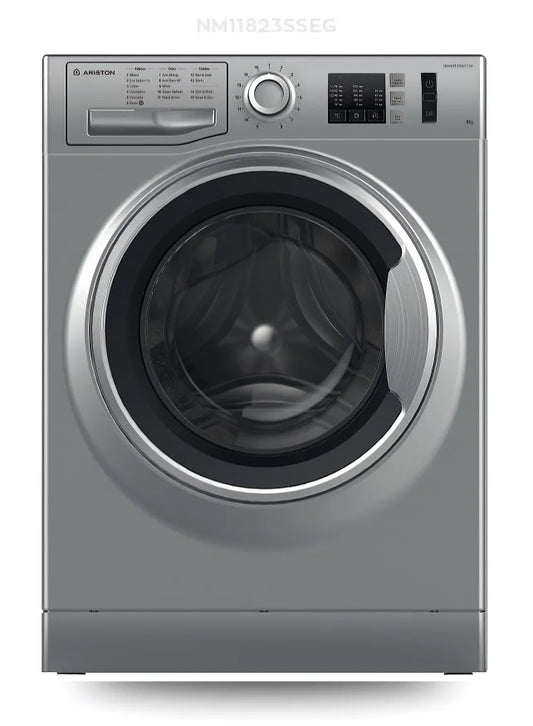 Ariston Front-Loading Freestanding Washing Machine – 8 KG, 1200 RPM – NM11 823 SSEG