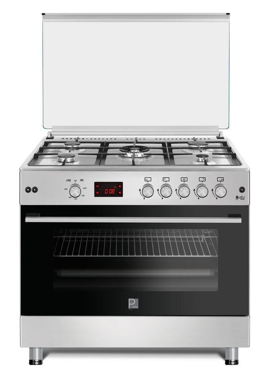 FRGG9050 Free Standing Gas Cooker, 90 cm, 5 Burners with Double Wok, 120L Oven, Inox – Turkish Made