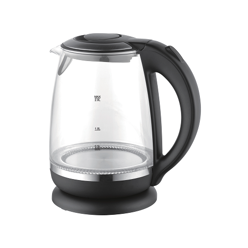 Home Electric Kettle, 2 Liters, 1850 Watt, Transparent and Black - TM1012