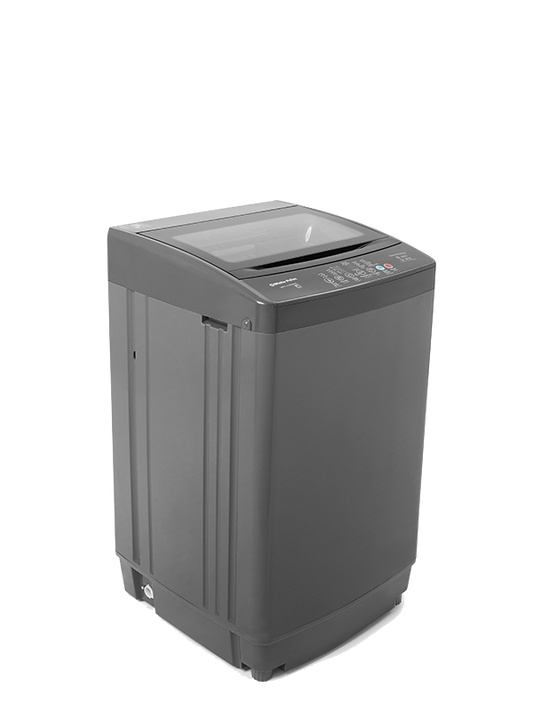WHITE POINT Top Loading Washing Machine, 12 KG, Digital Screen, Diamond Drum, Hydraulic Glass Door, Dark Grey – WPTL12DGGLA