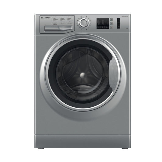Ariston Front Load Automatic Washing Machine, 8KG, Inverter Motor, Silver- NM10 823 SS EX