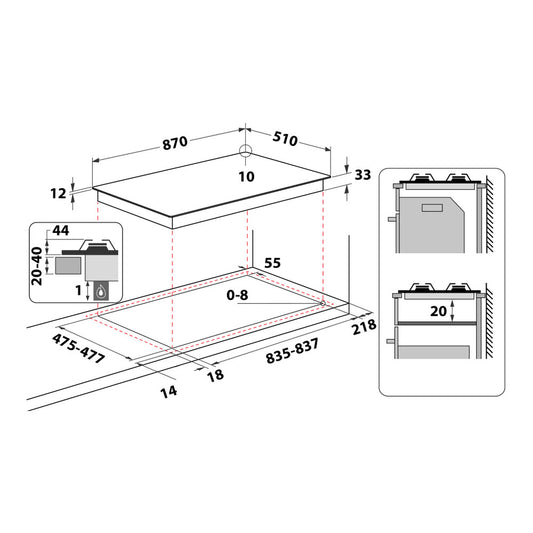 ARISTON Gas Hob: 5 Gas Burners - PHN961TS/IX/A