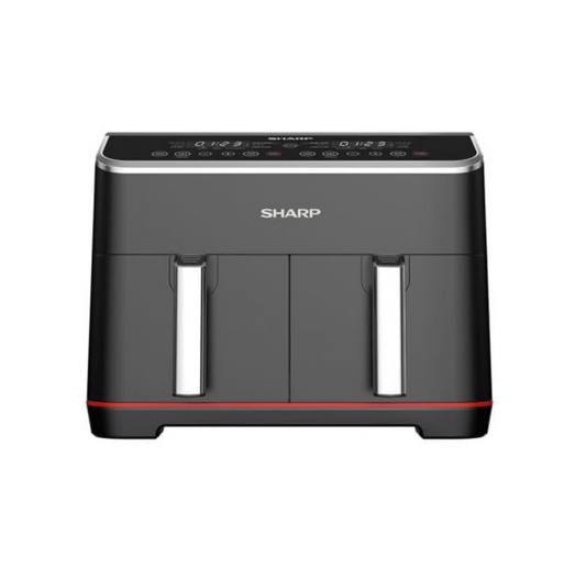 SHARP Air Fryer Dual Cook 1800 Watt 8 Liter Electronic Touch Screen Glass Panel Stainless KF-DF80RT-EK2